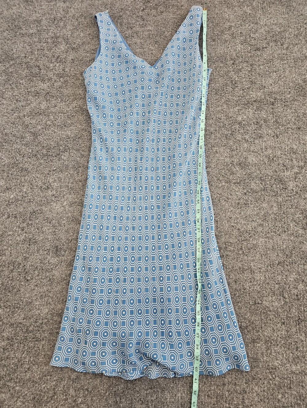 Jones New York Signature Silk Light Blue Geometric Print Dress - Picture 3 of 4
